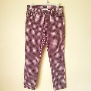 J. Crew Maroon Diamond Polka Dot Stretch Jeans Size 26